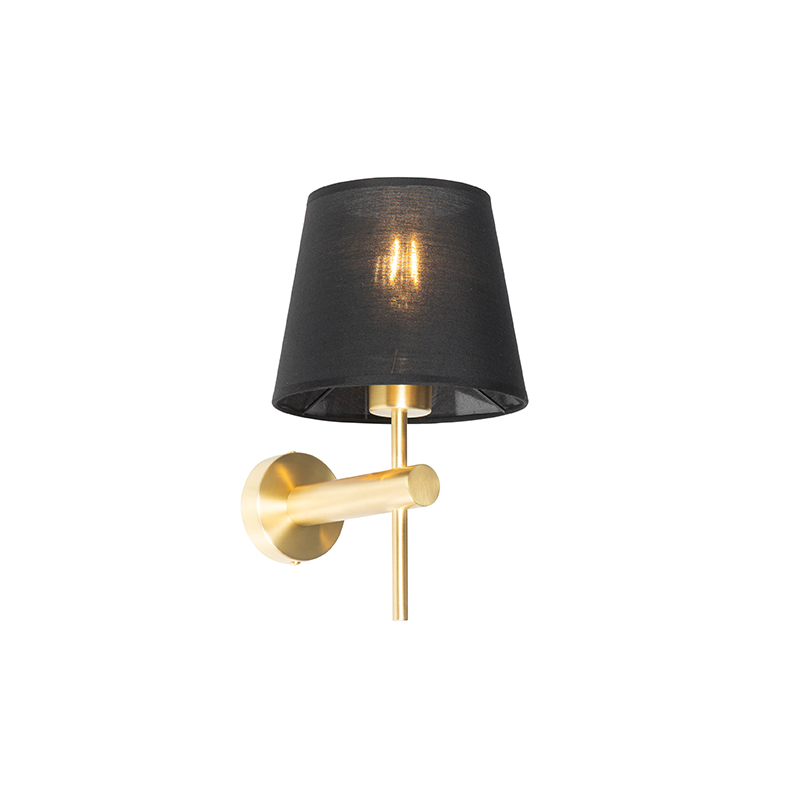 QAZQA Moderne wandlamp zwart met staal - Pluk