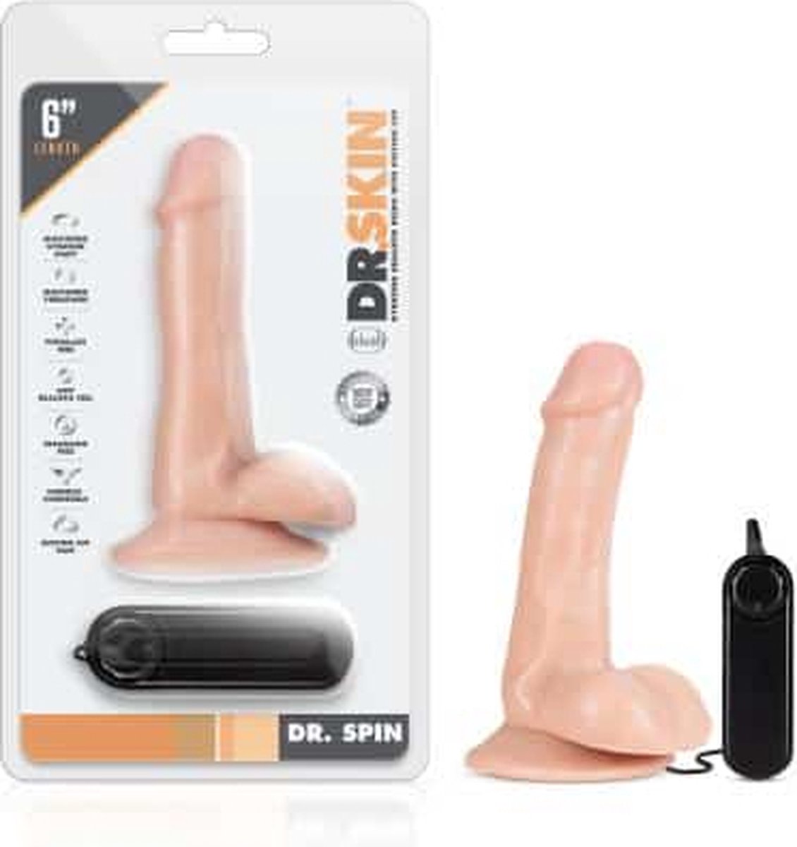 Blush Vibrerende draaiende dildo Dr Spin met afstandsbediening - Beige