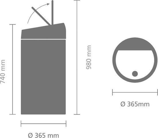 Brabantia Touch Bin Afvalemmer 2 X 20 Liter Met 2 Kunststof Binnenemmers - Matt Steel Fingerprint Proof - Silver