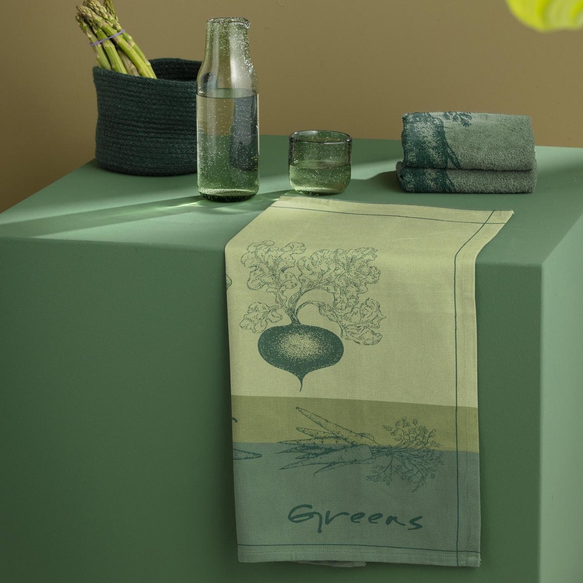 DDDDD Greens Theedoek (Set Van 6) - 100% Katoen - Green - Groen