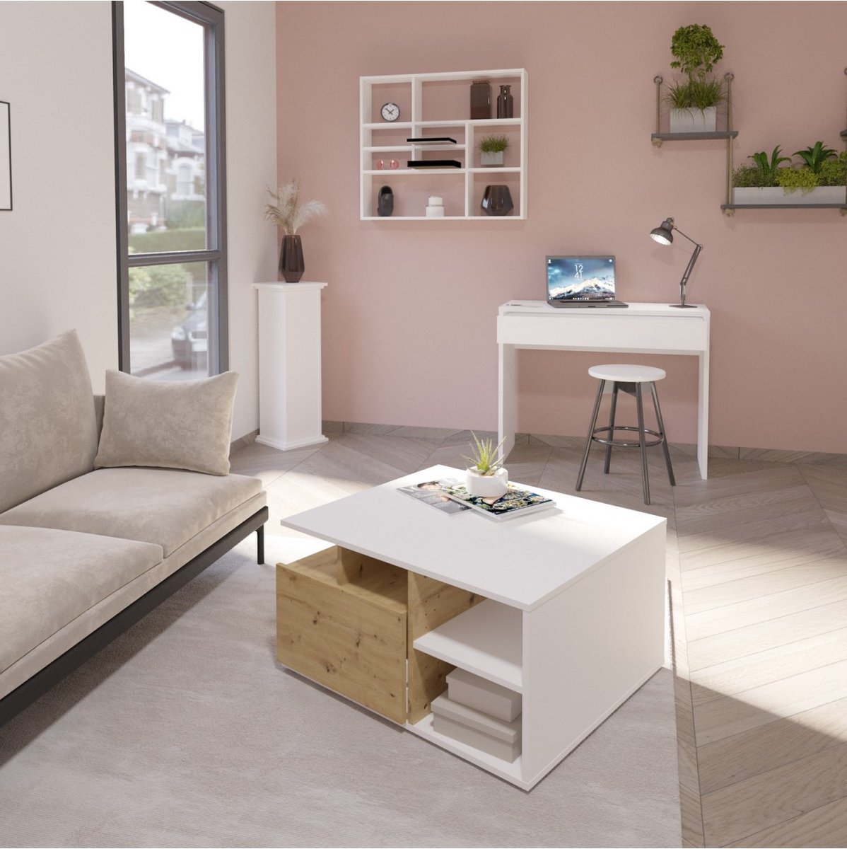 Fmd Bijzettafel Met Deur 88,5 Cm - Wit