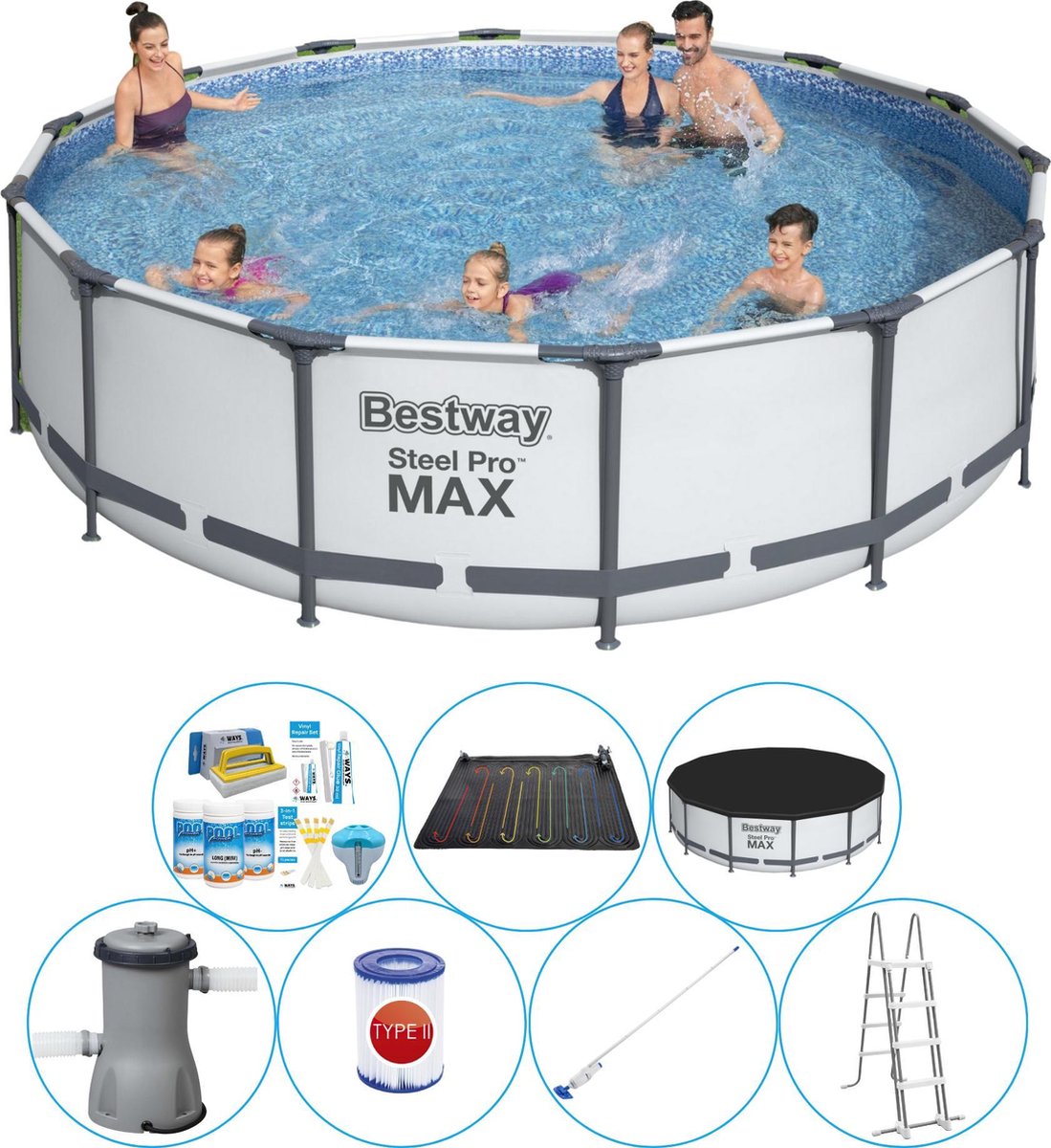 Bestway Steel Pro Max Rond 427x107 Cm - Zwembad Deal - Grijs