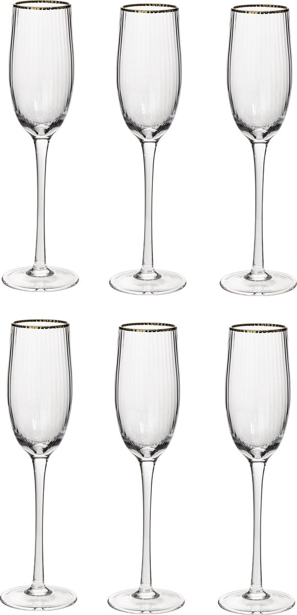 4Goodz Petit Salon Champagne Flutes 6 Stuks Inh. 21 Cl Meten Rand - Goud