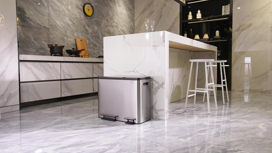 Eko Ecocasa Pedaalemmer Afvalscheider - 30 + 15l - Mat Rvs - Silver