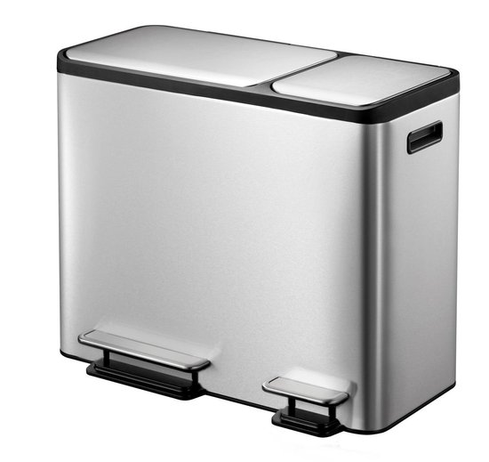 Eko Ecocasa Pedaalemmer Afvalscheider - 30 + 15l - Mat Rvs - Silver