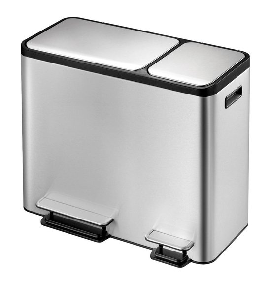 Eko Ecocasa Pedaalemmer Afvalscheider - 30 + 15l - Mat Rvs - Silver