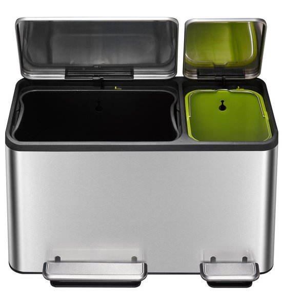 Eko Ecocasa Pedaalemmer Afvalscheider - 30 + 15l - Mat Rvs - Silver