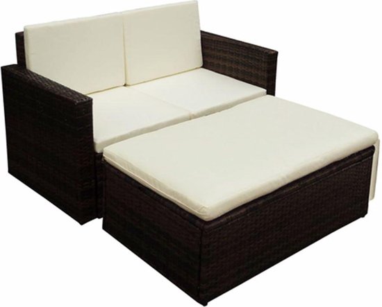 Vidaxl 2-delige Loungeset Met Kussens Poly Rattan - Marrón