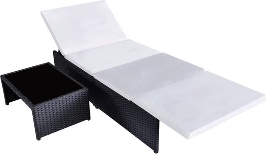 Vidaxl Ligbeddenset Tweezits Poly Rattan 5-delig - Zwart