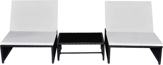 Vidaxl Ligbeddenset Tweezits Poly Rattan 5-delig - Zwart