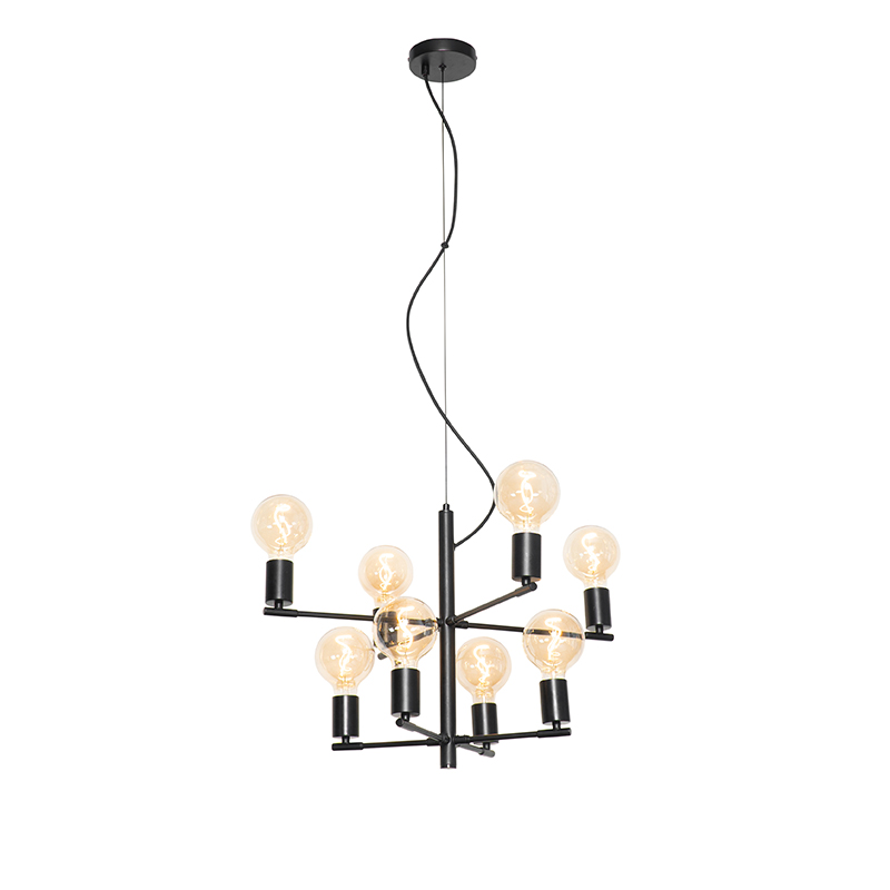 QAZQA Moderne hanglamp 8-lichts - Osprey - Zwart