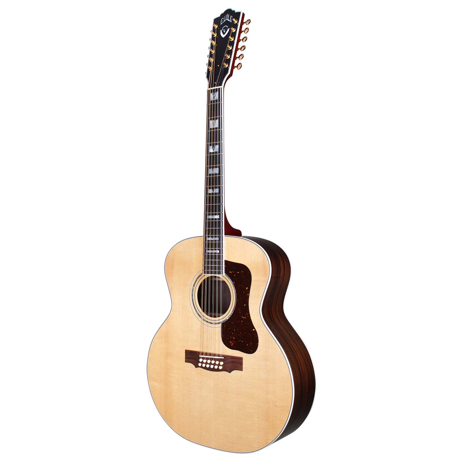 Guild F-512E Natural elektrisch-akoestische 12-snarige gitaar met koffer