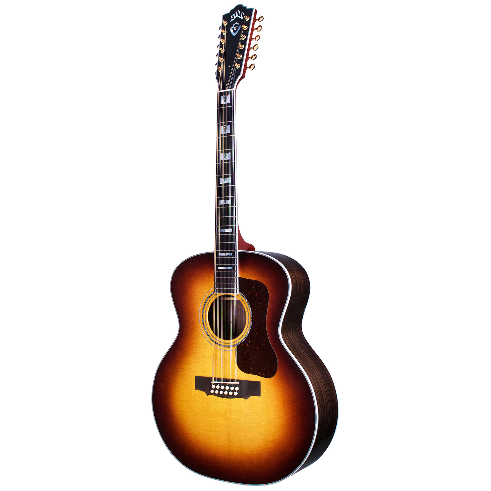 Guild F-512E Antique Sunburst elektrisch-akoestische 12-snarige gitaar met koffer