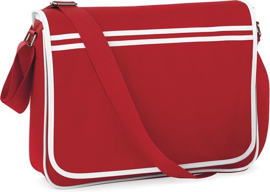 Bagbase Retro Schoudertas Classic Red/white 12 Liter - Rood