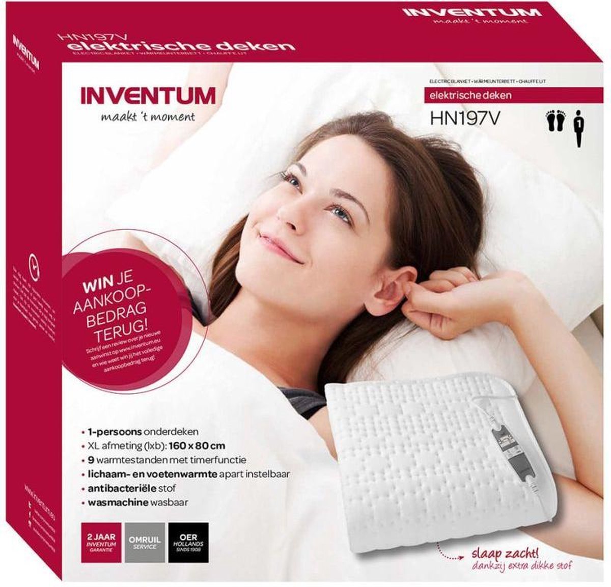 Inventum Elektrische Deken Hn197v - 1 Persoons - Wit