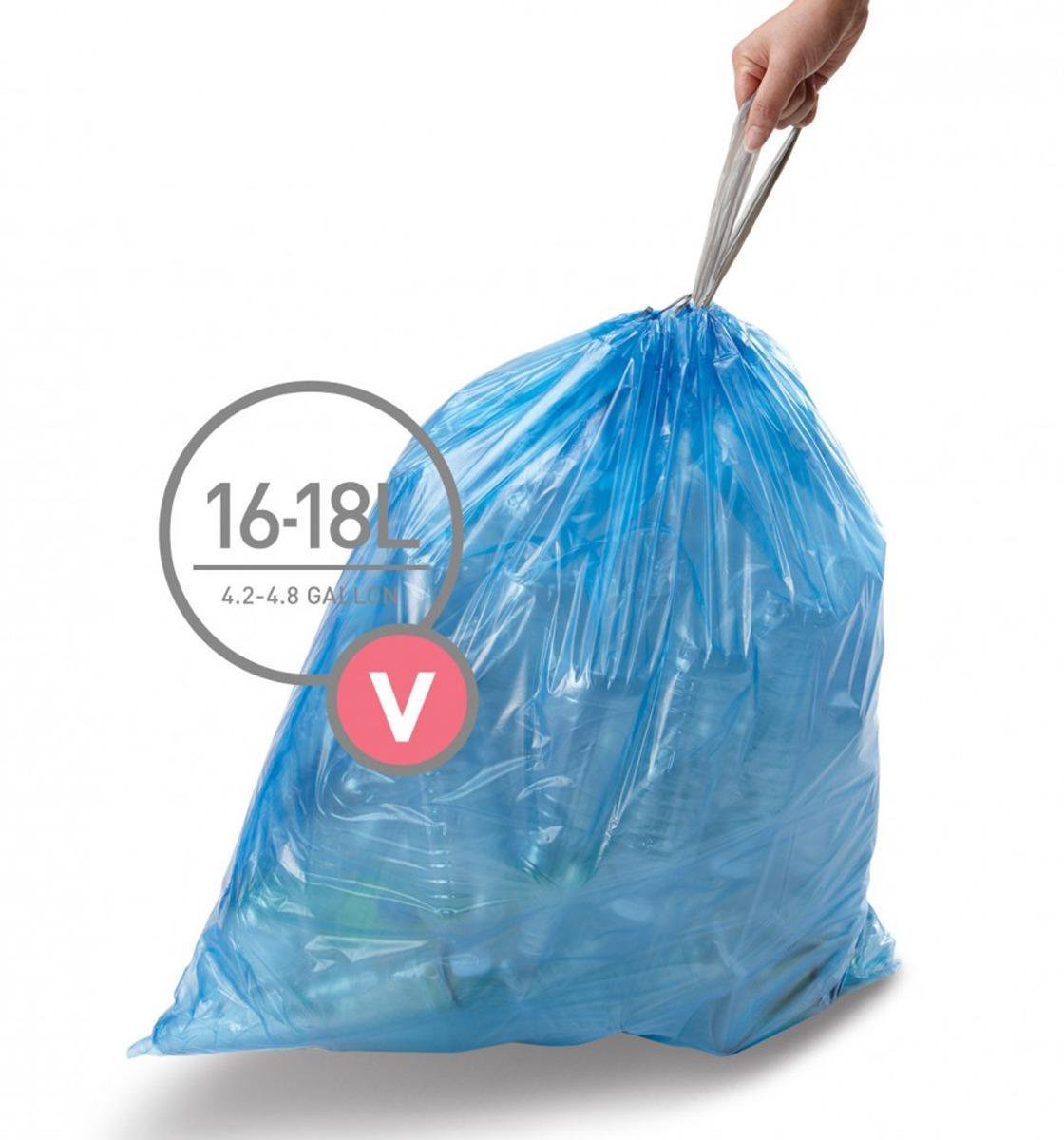 Simplehuman Vuilniszakken Code V - 16-18 Liter (60 stuks) - Blauw