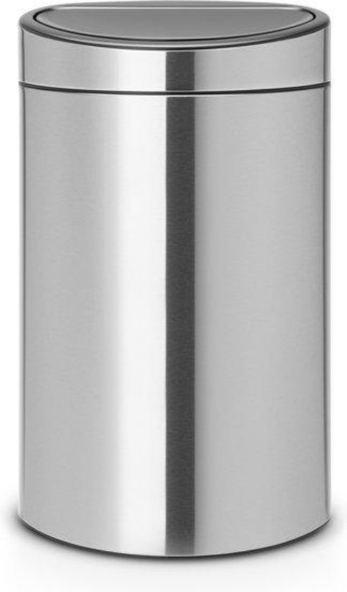 Brabantia Touch Bin Afvalemmer 40 Liter Met Kunststof Binnenemmer - Matt Steel - Silver