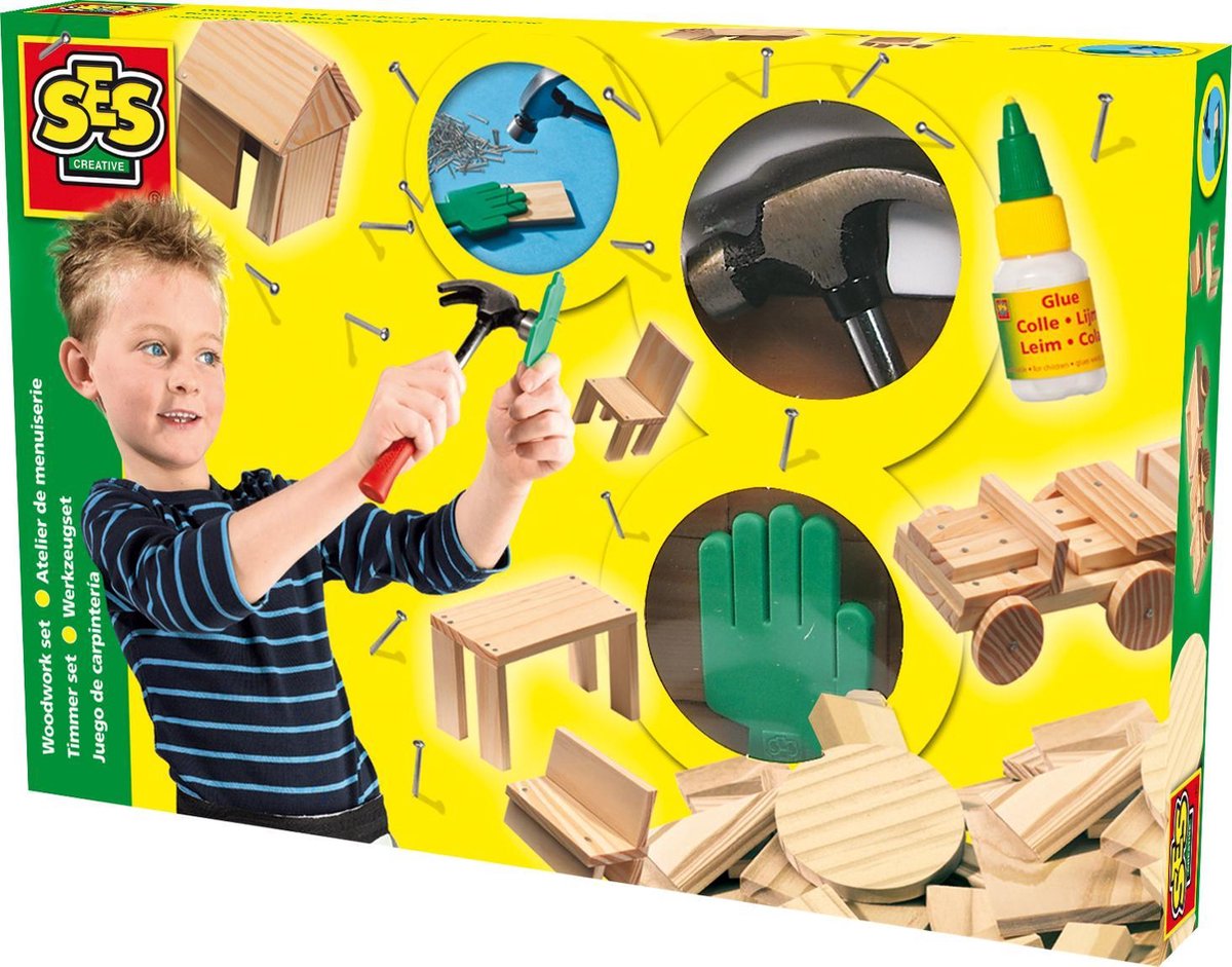 Ses Hobbyset Timmerset Met Spijkerhuis - Bruin