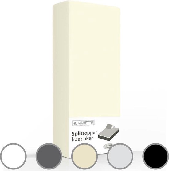 Romanette Double Jersey Splittopper Hoeslaken -180 X 200/210/220 Cm - Beige