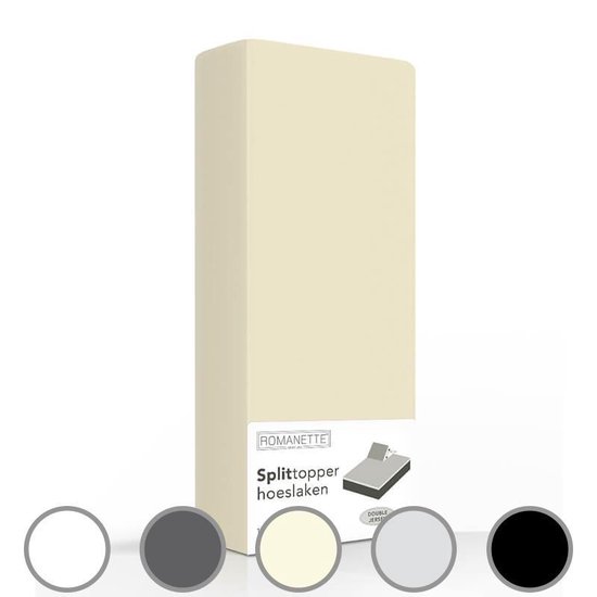 Romanette Double Jersey Splittopper Hoeslaken -180 X 200/210/220 Cm - Beige
