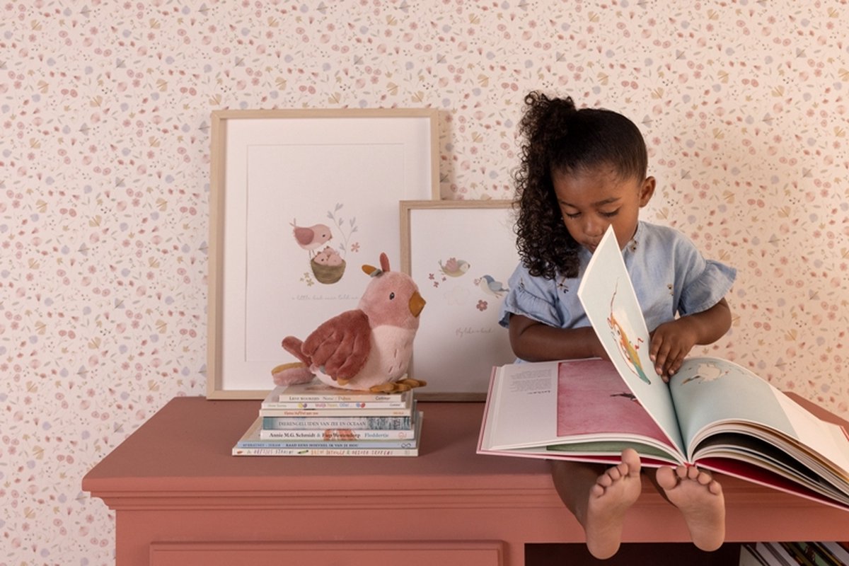 Tiamo Little Dutch Knuffelvogel 20cm Flowers & Butterfli - Roze