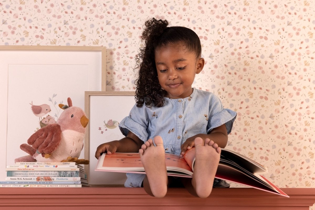 Tiamo Little Dutch Knuffelvogel 20cm Flowers & Butterfli - Roze