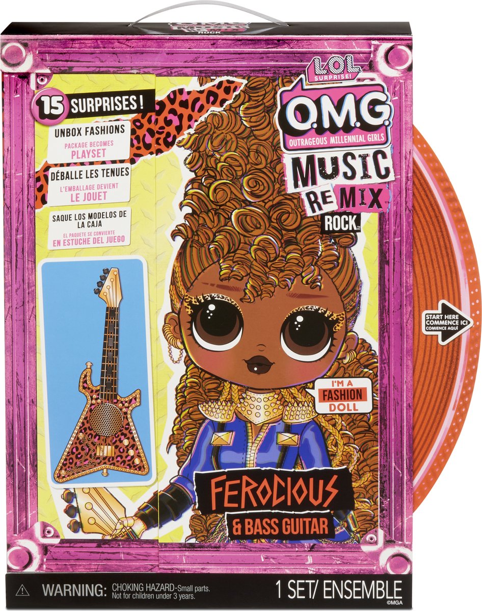MGA L.O.L. Surprise! Omg Remix Rock- Ferocious And Bass Guitar