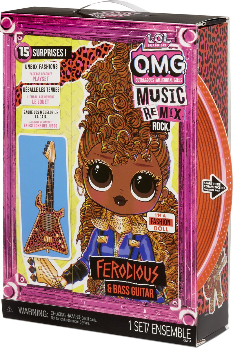 MGA L.O.L. Surprise! Omg Remix Rock- Ferocious And Bass Guitar
