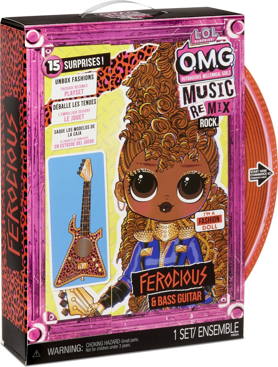 MGA L.O.L. Surprise! Omg Remix Rock- Ferocious And Bass Guitar