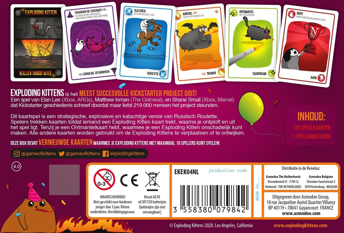 Asmodee Exploding Kittens Party Pack NL- Kaartspel