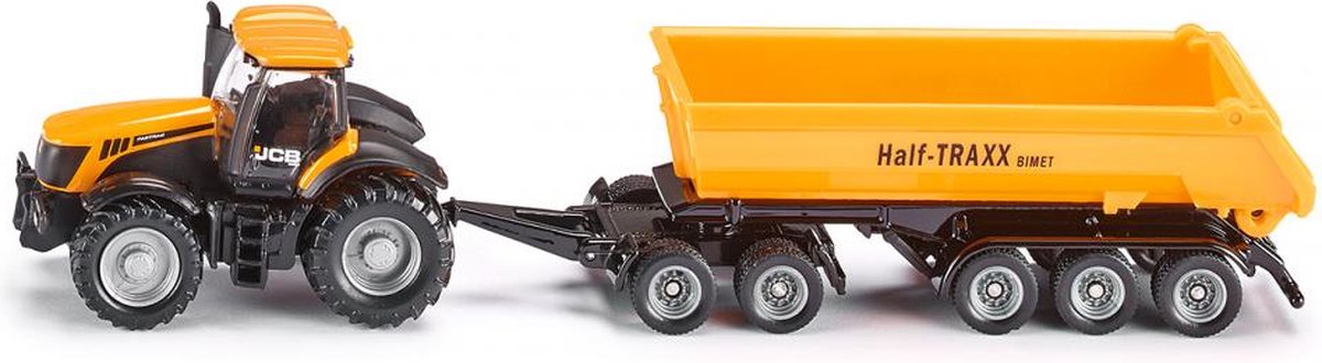 Siku 1858 Tractor JCB 8250 Met Aanhanger - Geel