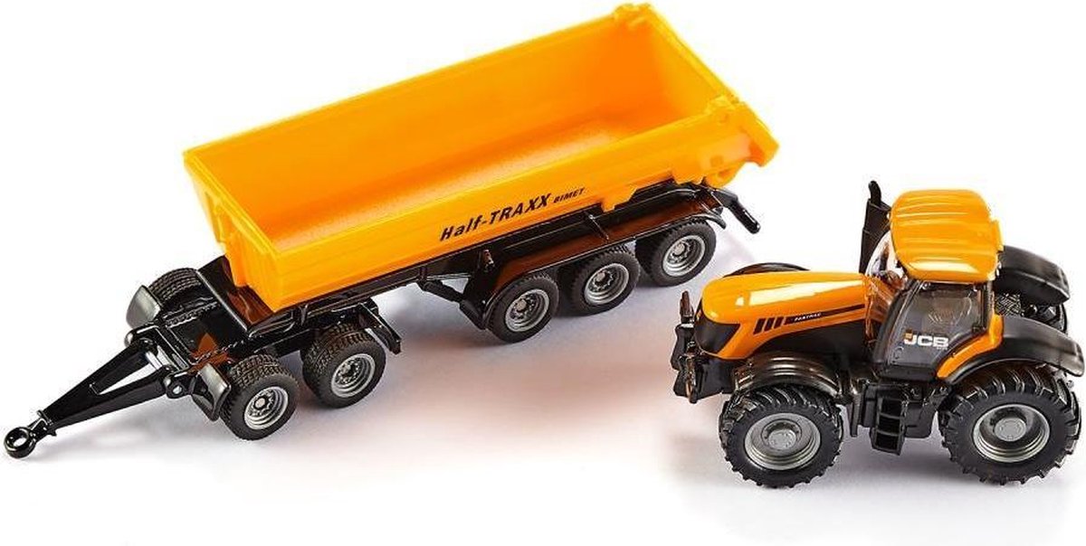 Siku 1858 Tractor JCB 8250 Met Aanhanger - Geel