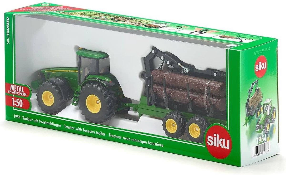 Siku 1954 Tractor Met Boomaanhanger - Groen