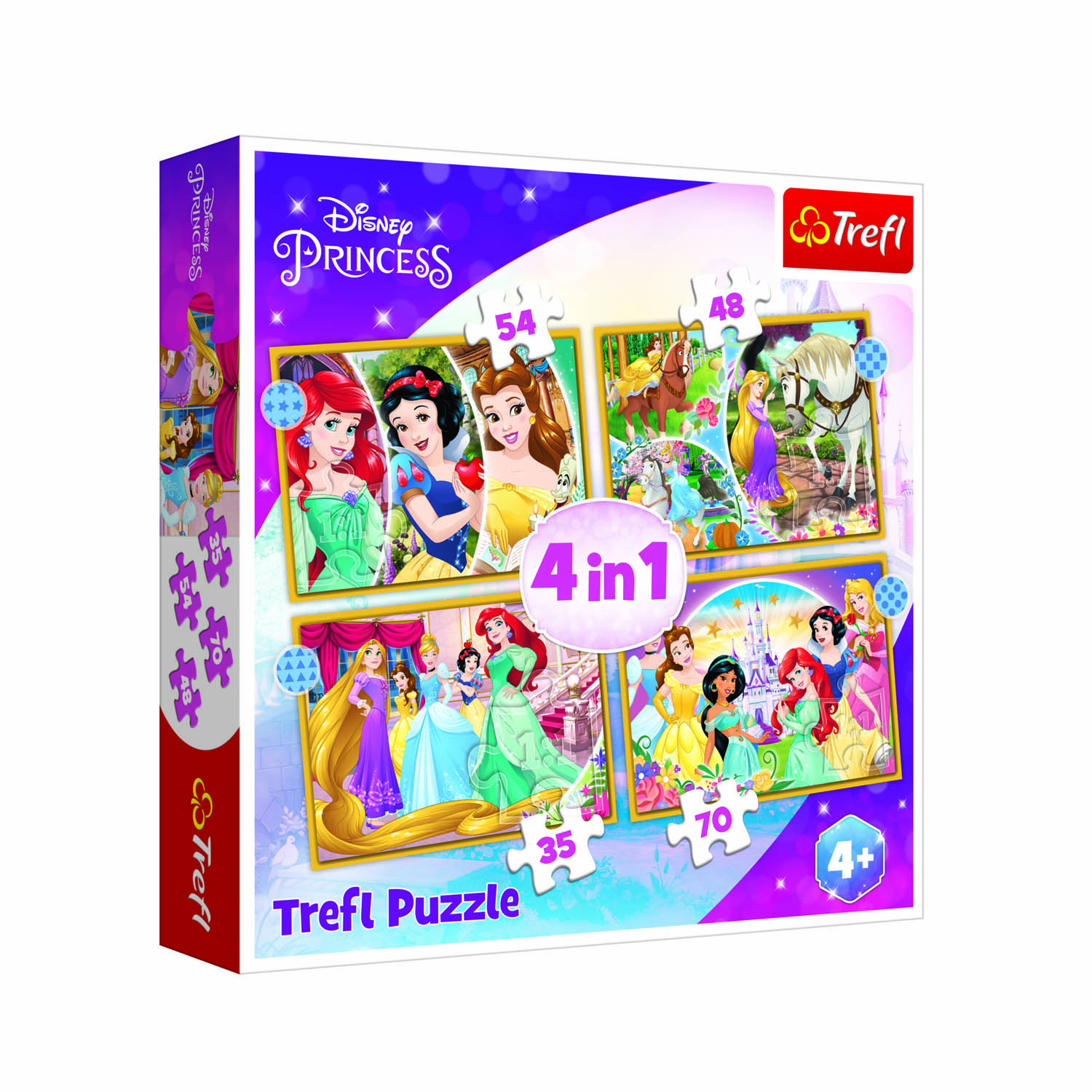 Trefl Disney Princess Puzzel 4 In 1 Happy Day - Roze