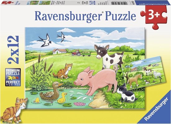 Ravensburger Puzzel Jonge Dieren Op Het Platteland - 2 X 12 Stukjes