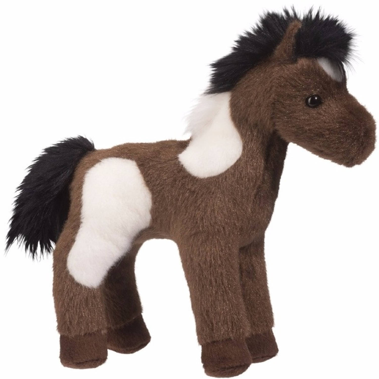 Pluche Knuffel Paint Paard/donkerbruin 20 Cm - Wit