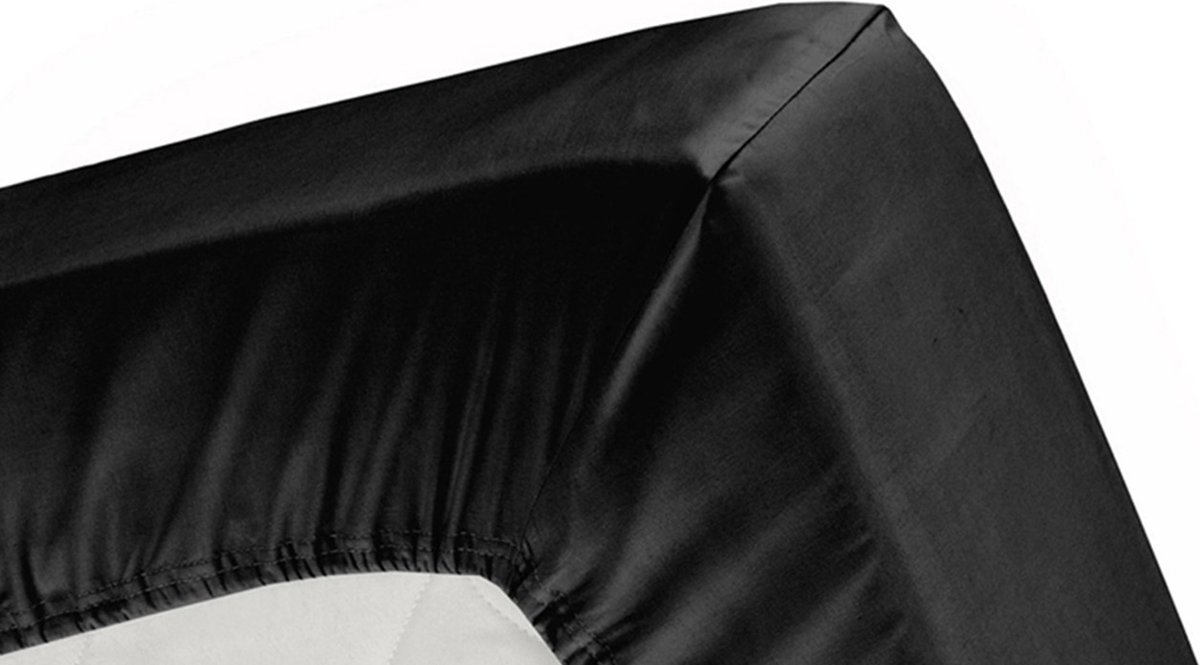 Cinderella Jersey Hoeslaken - 100% Gebreide Jersey Katoen - Lits-jumeaux (200x210/220 Cm) - Black - Zwart