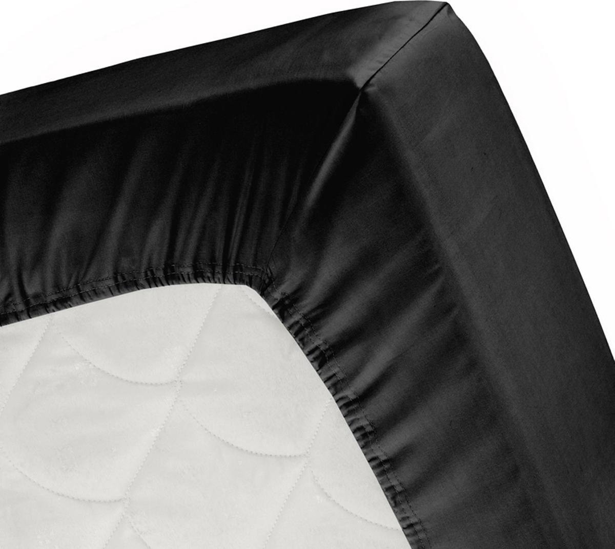 Cinderella Jersey Hoeslaken - 100% Gebreide Jersey Katoen - Lits-jumeaux (200x210/220 Cm) - Black - Zwart