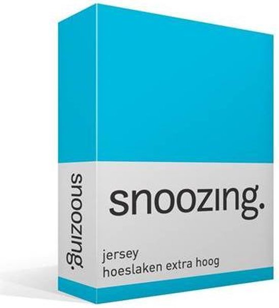 Snoozing - Hoeslaken - Extra Hoog - Jersey - 200x200 - - Turquoise