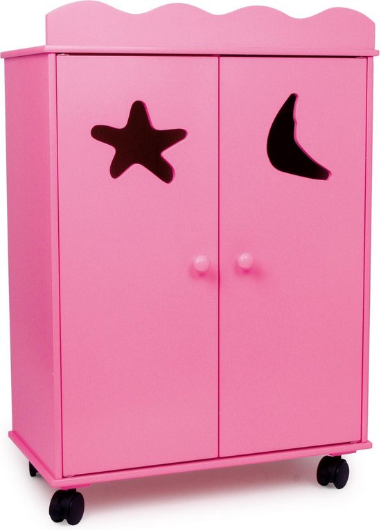 Small Foot Houten Klerenkast Voor Poppen 46x25x66 Cm - Roze