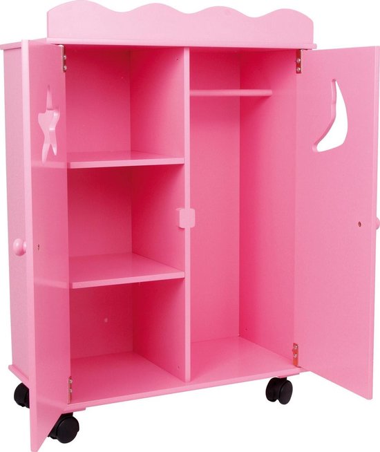 Small Foot Houten Klerenkast Voor Poppen 46x25x66 Cm - Roze