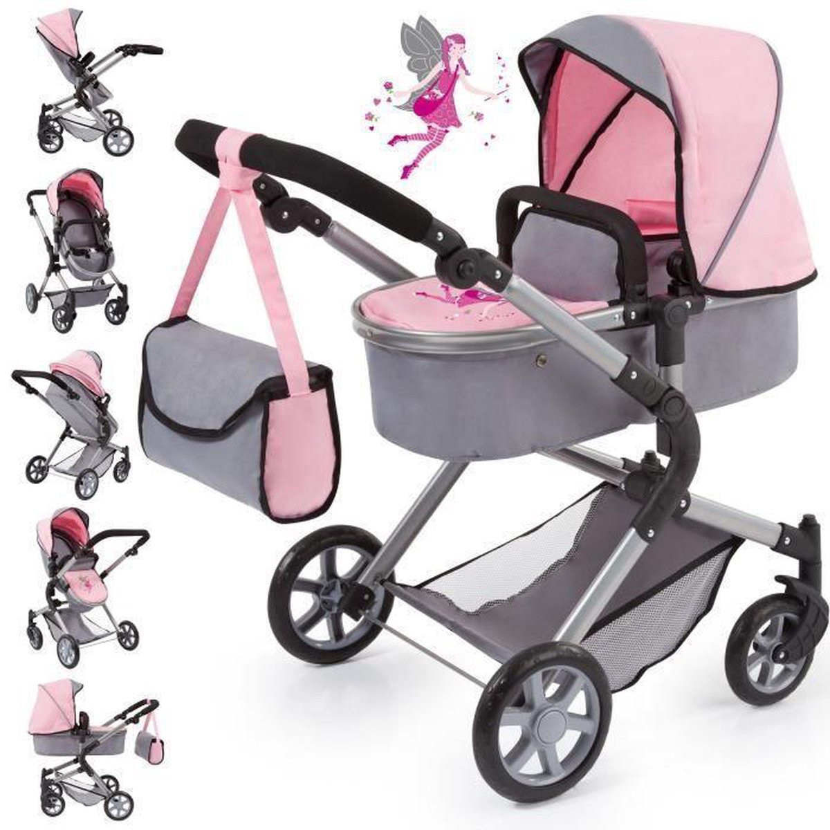Bayer Design Bayer Poppenwagen Neo Star/lichtroze 75 Cm - Grijs
