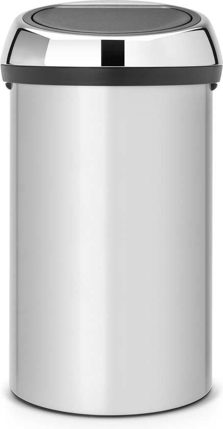 Brabantia Touch Bin Afvalemmer 60 Liter - Metallic Grey / Brilliant Steel - Grijs