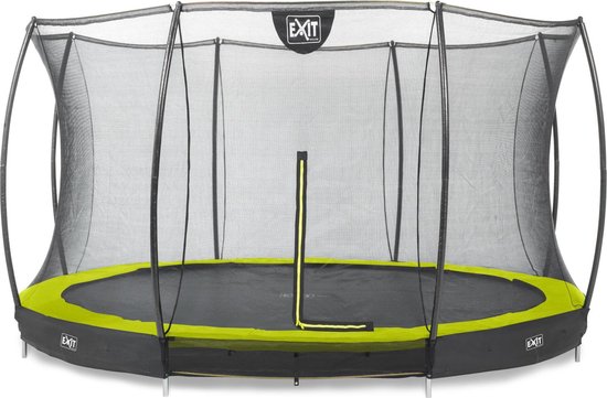 EXIT Toys Silhouette Verlaagde Trampoline Met Veiligheidsnet Rond - 427 Cm - Lime - Groen