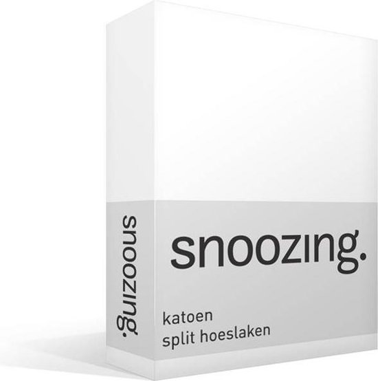 Snoozing Katoen Split Hoeslaken - 100% Katoen - Lits-jumeaux (200x210/220 Cm) - - Wit