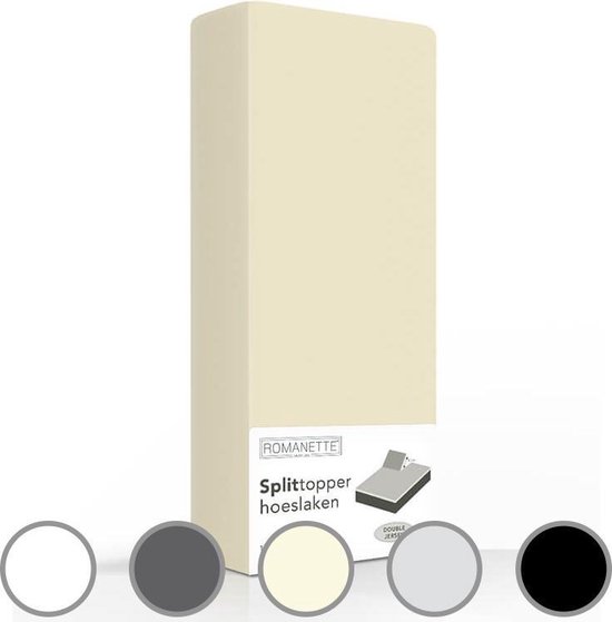Romanette Double Jersey Splittopper Hoeslaken Ivoor-180 X 200/210/220 Cm
