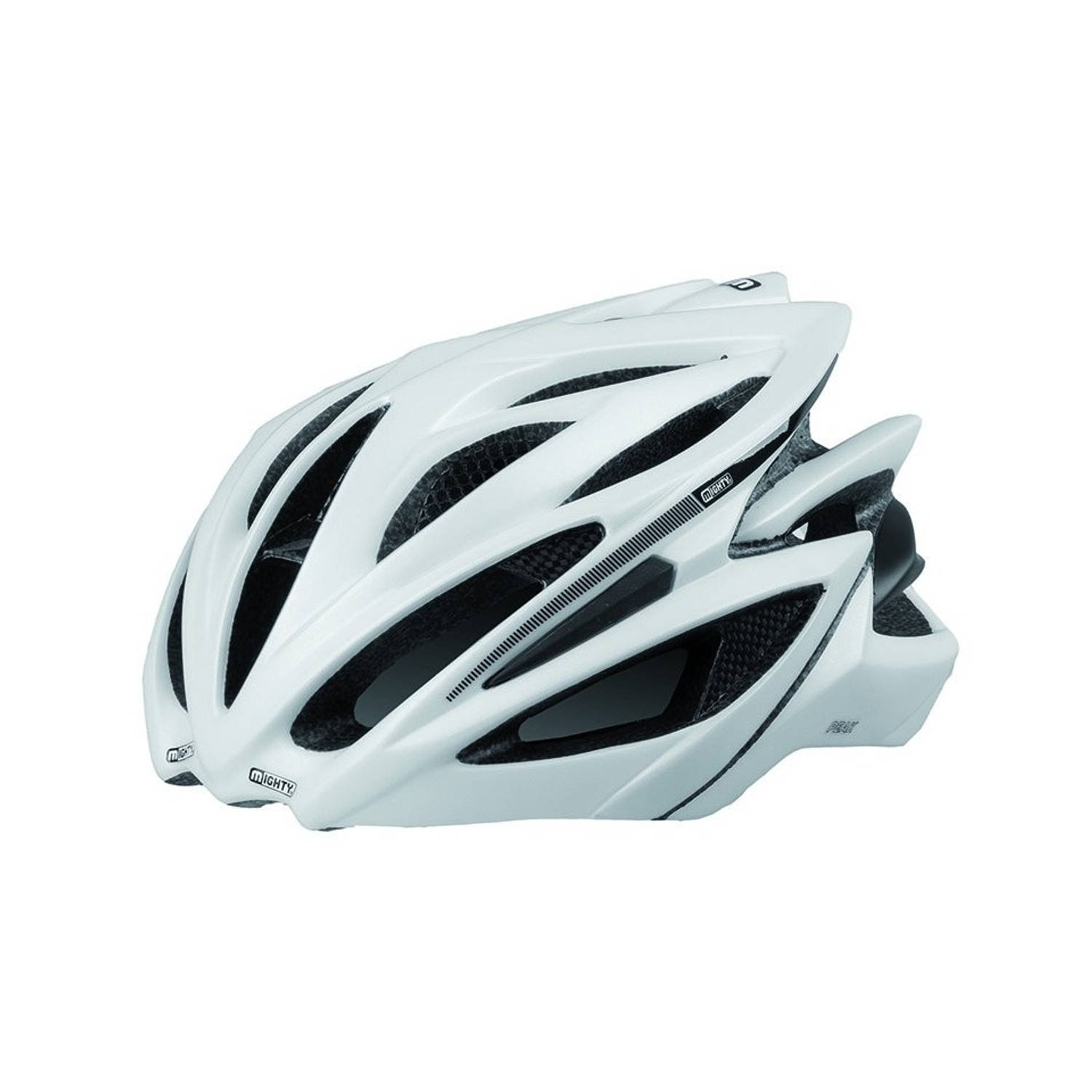 Mighty Fietshelm Peak White Carbon Maat L - Wit