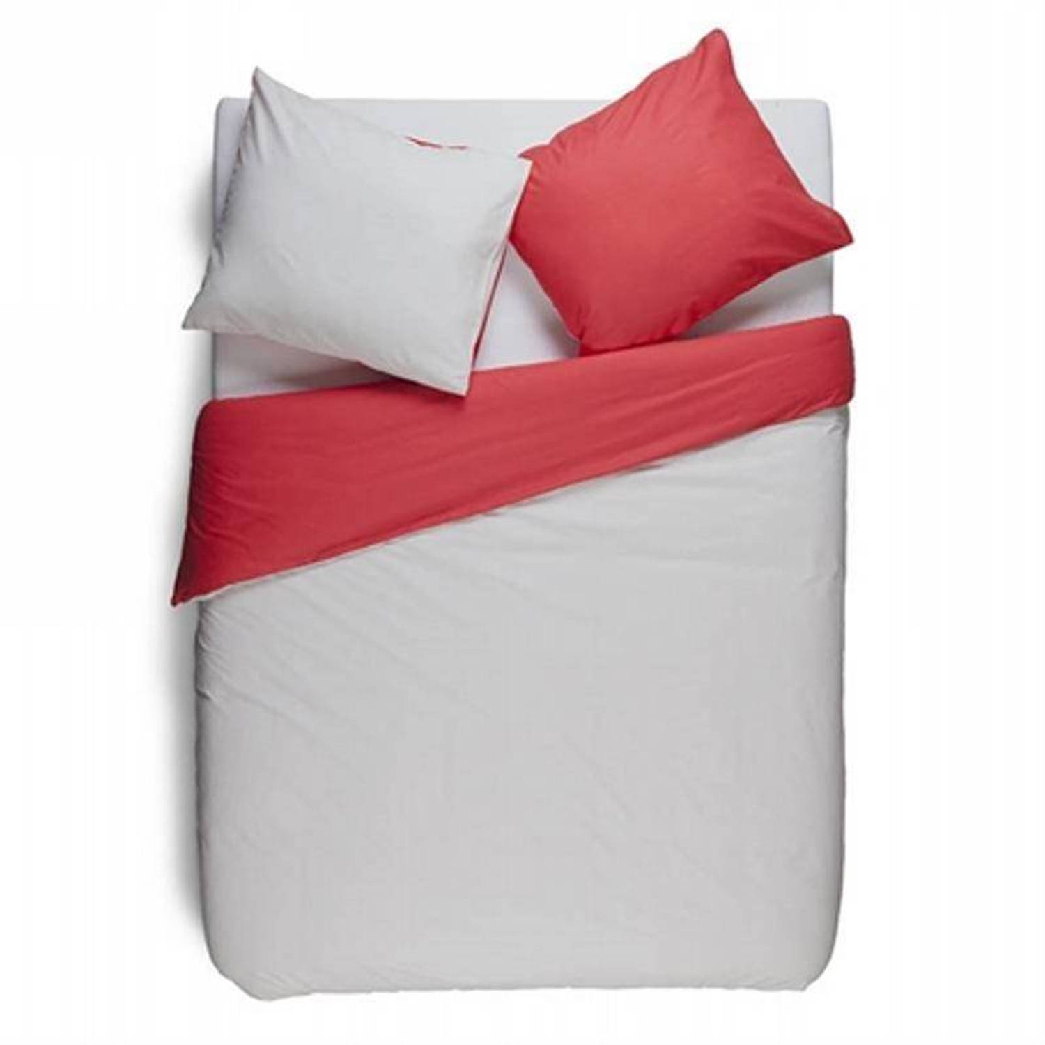 Snoozing Two Tone Dekbedovertrek - 2-persoons (200x200/220 Cm + 2 Slopen) - Rood