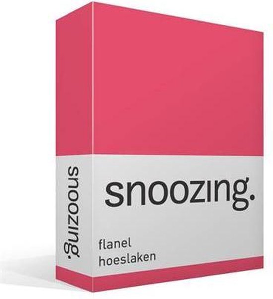 Snoozing Flanel Hoeslaken - 100% Geruwde Flanel-katoen - Lits-jumeaux (180x210/220 Cm) - Fuchsia - Roze