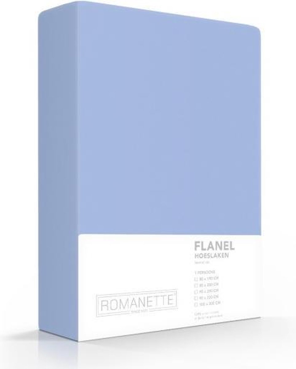 Romanette Flanellen Hoeslaken -90 X 220 Cm - Blauw